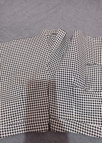 Gri Kareli Fırfırlı Mini Etek şort - Görsel 3