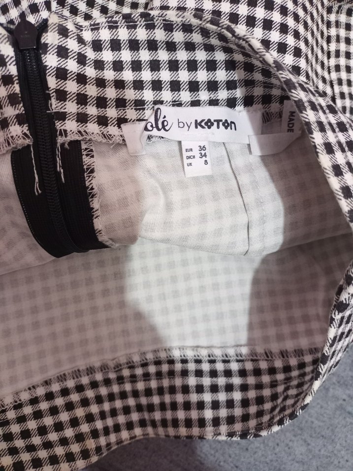 Gri Kareli Fırfırlı Mini Etek şort - Görsel 4