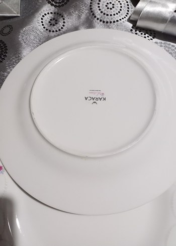 Beyaz Porselen Çiçek Desenli Tabak ikili servis tabağı - Görsel 2