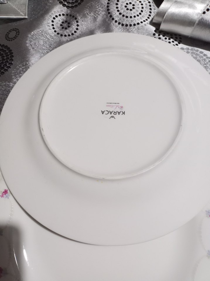 Beyaz Porselen Çiçek Desenli Tabak ikili servis tabağı - Görsel 2