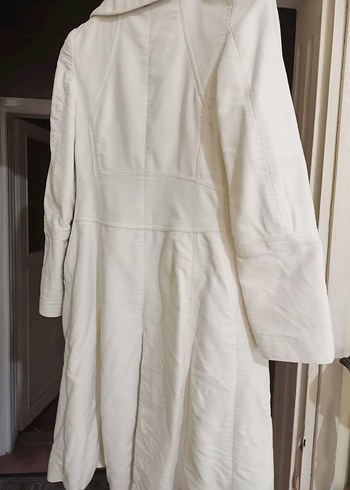 Beyaz Midi Kadın manto - Görsel 4