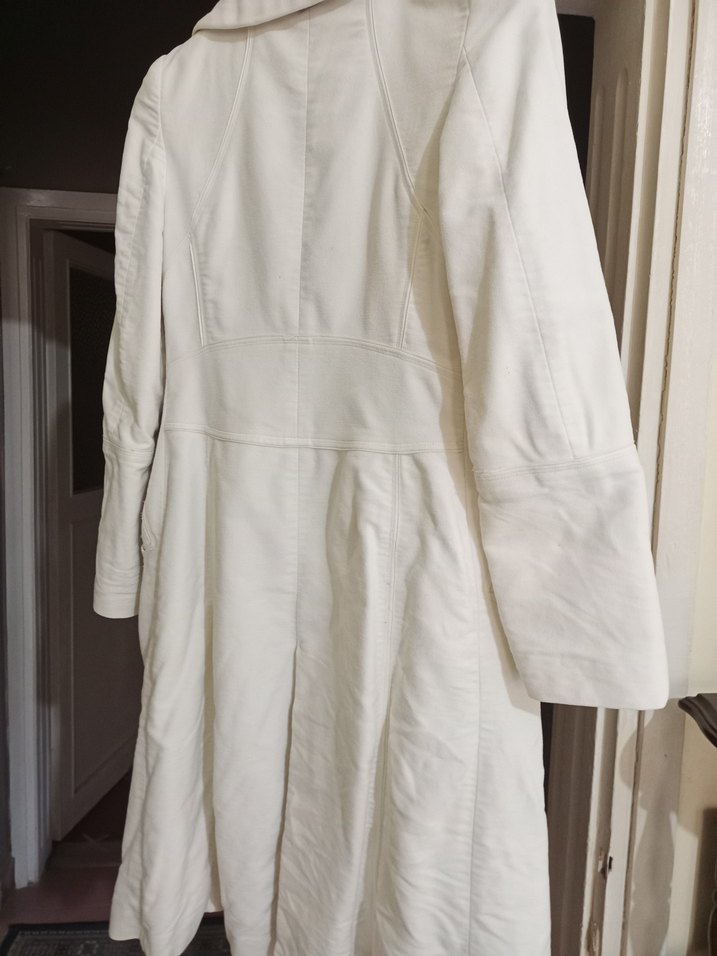 Beyaz Midi Kadın manto - Görsel 4