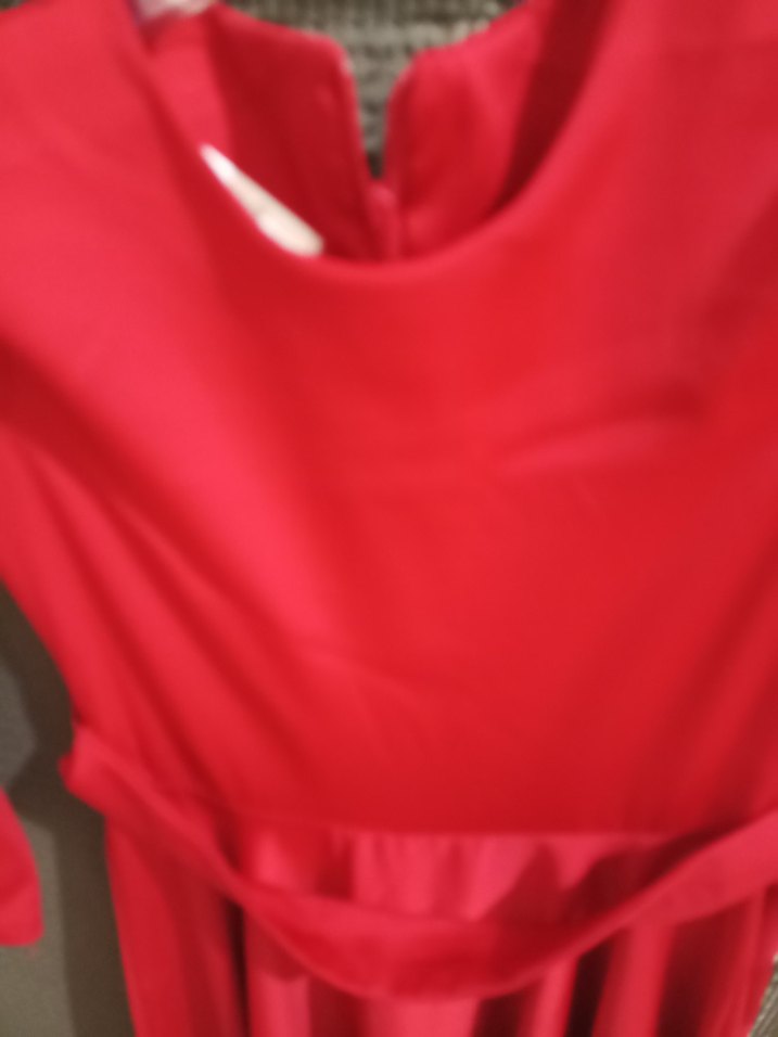 Uzun Kollu Kırmızı Drapeli Kadın Elbise - Görsel 2