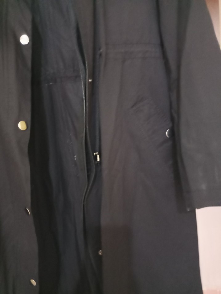 Siyah Uzun Kabanı, Düğmeli, Regular Fit - Görsel 3