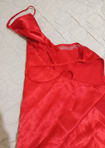 xl Beden Parlak Kırmızı İnce Askılı Mini Gecelik