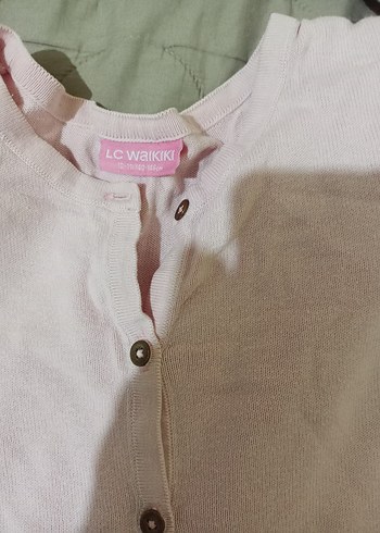 LC Waikiki Pembe Uzun Kollu Düğmeli Kız Hırka ve sweatshirt