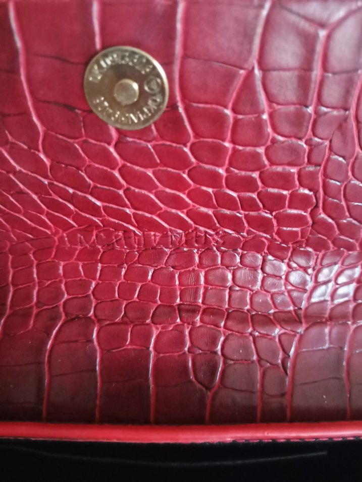 Burgundy Deri Yılan Desenli Jacquemus Çanta - Görsel 5