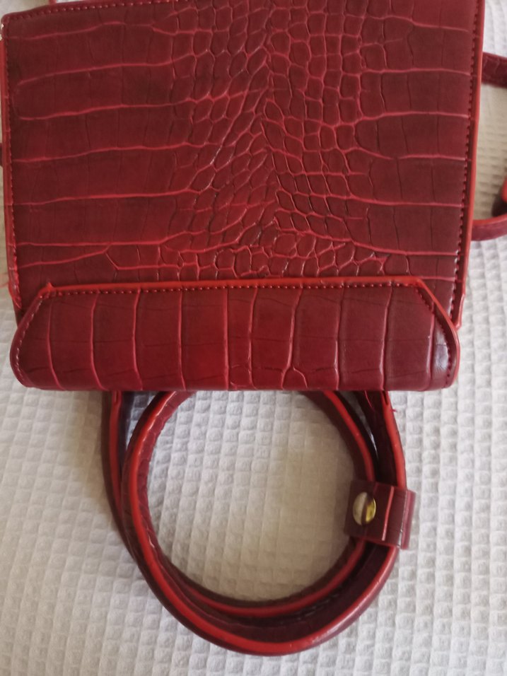 Burgundy Deri Yılan Desenli Jacquemus Çanta - Görsel 4