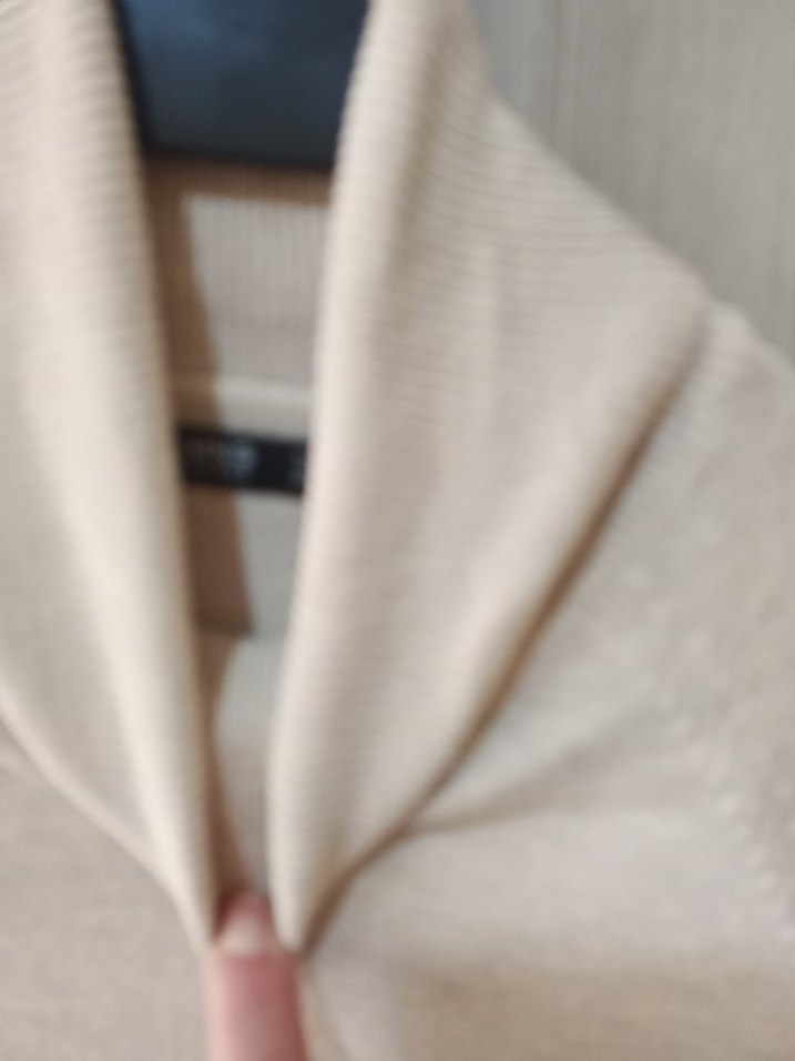 Bej Kısa Kollu Kadın Keten Kazak - Görsel 3