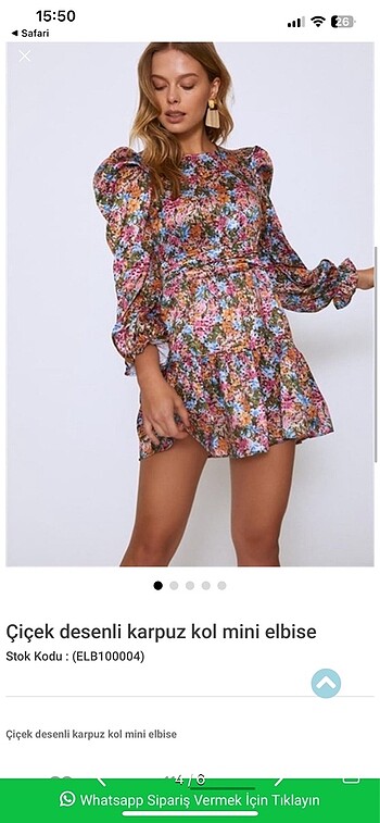 Karpuz kol saten mine elbise - Görsel 4