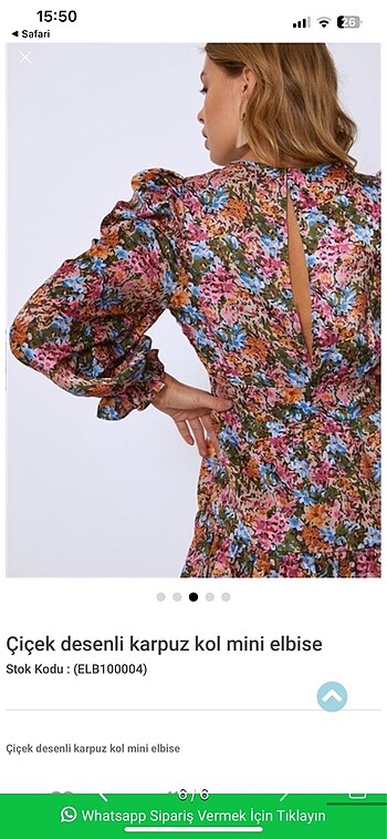 Karpuz kol saten mine elbise - Görsel 6