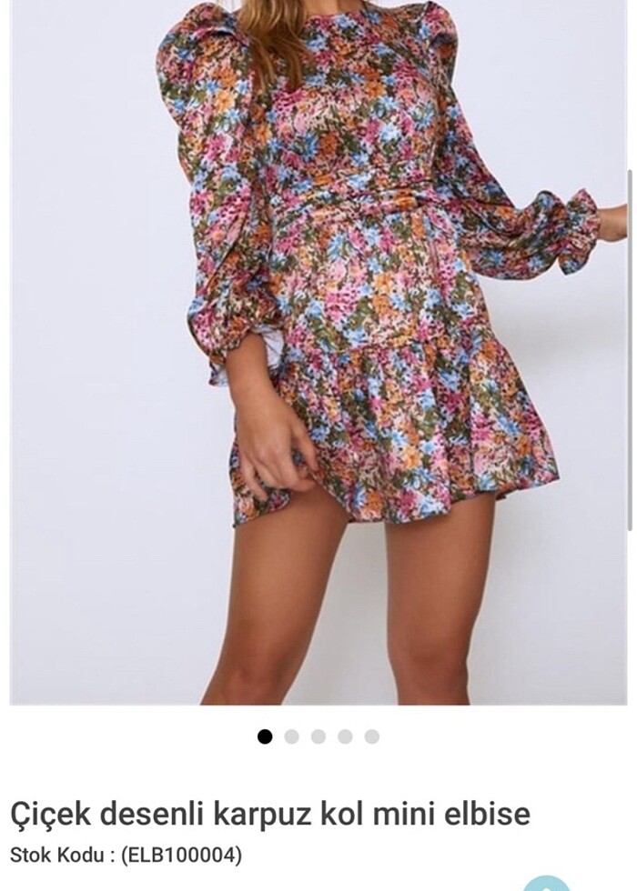 Karpuz kol saten mine elbise - Görsel 4