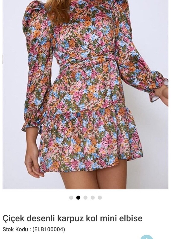 Karpuz kol saten mine elbise - Görsel 5