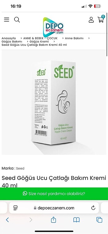 Seed göğüs ucu kremi