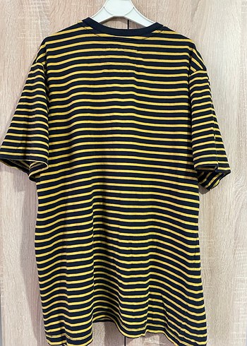 Sarı Siyah Çizgili Oversize Tişört - Görsel 3