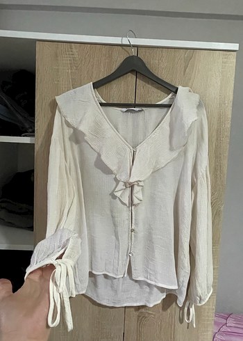 Bohem V Yaka Beyaz Keten Gömlek - Görsel 3