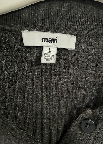 Gri Düğmeli Polo Yaka Kısa Kollu Kadın Kazak - Görsel 2