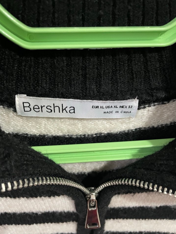 Gri Zebra Desenli Yarım Fermuarlı Triko Kazak - Görsel 3