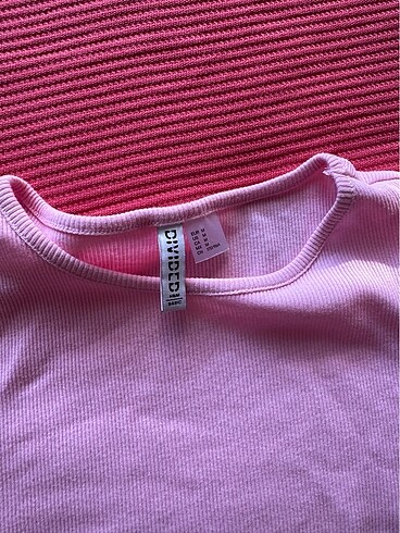H&M pembe hm fitilli tişört