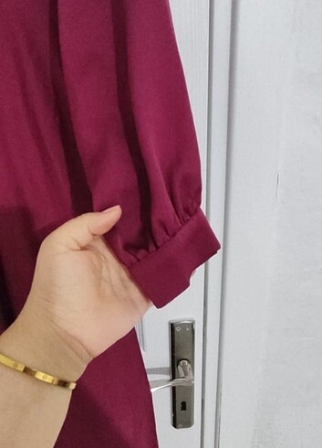 42 Beden bordo Renk Saten tesettur elbise