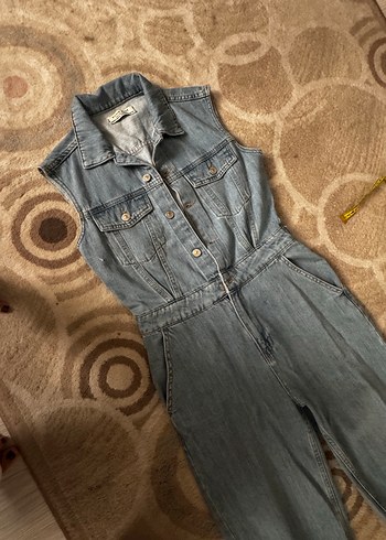 Kadın Denim Kolsuz Tulum