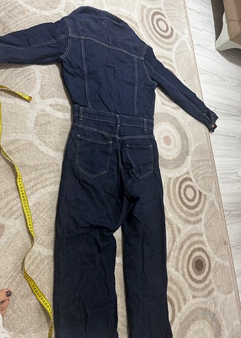 s Beden Düğmeli Uzun Kollu Denim Kadın Tulum