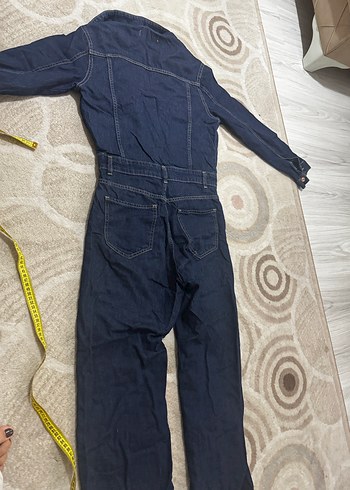 s Beden mavi Renk Düğmeli Uzun Kollu Denim Kadın Tulum