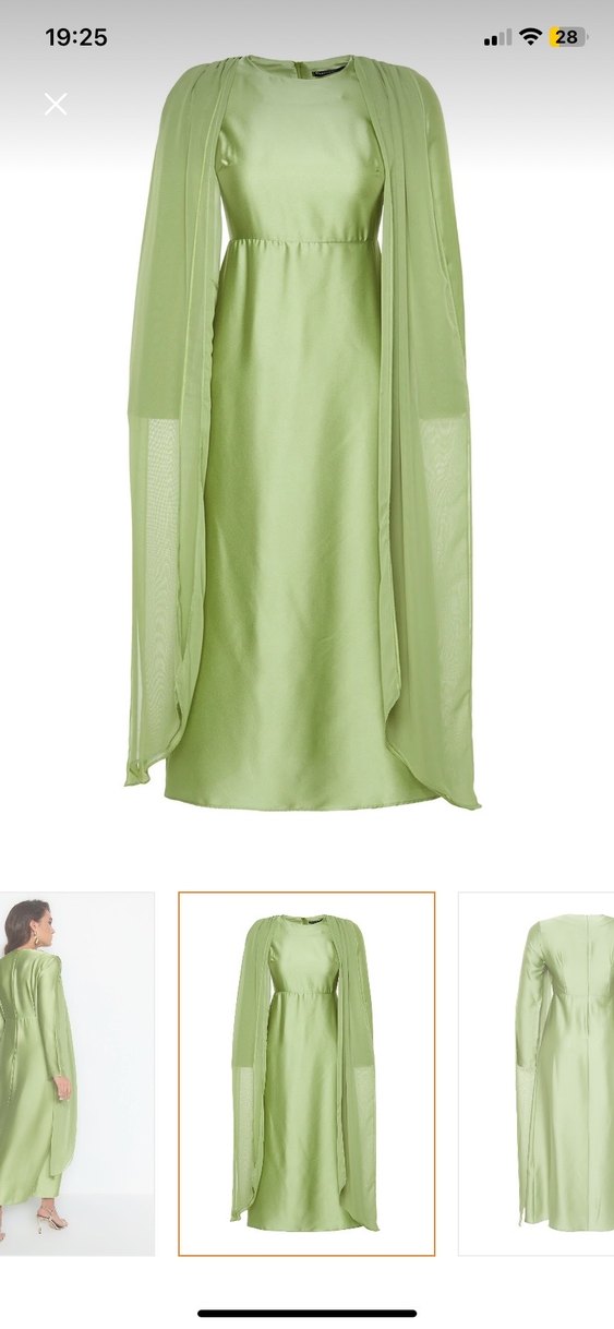 Klasik Şıklık Khaki Uzun Drapeli Elbise - Görsel 2