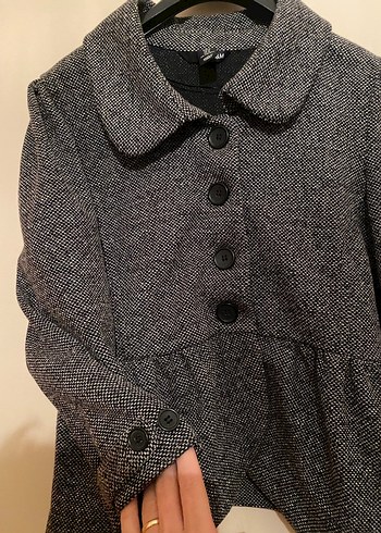 Düğmeli Gri Kadın Midi Yün Ceket - Görsel 3