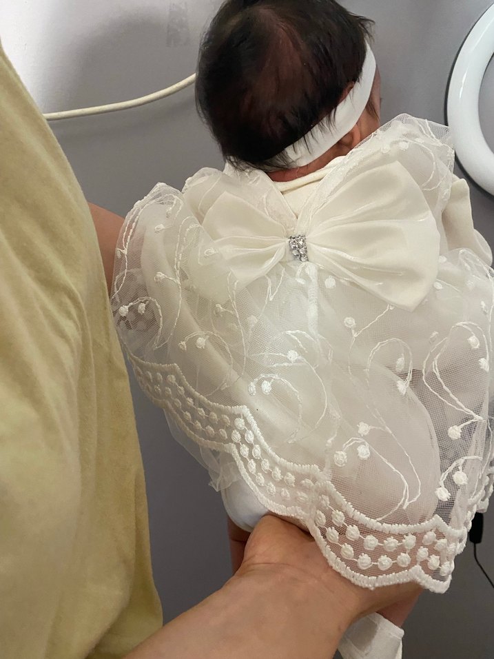 Dantel İşlemeli Beyaz Bebek Kız Elbise gelinlik  Seti - Görsel 2