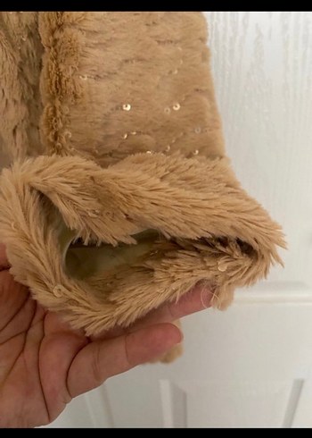 Bej Uzun Suni Kürk Kadın Ceket - Görsel 2