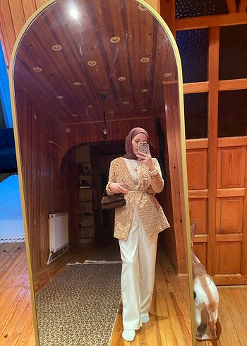 Bej Uzun Suni Kürk Kadın Ceket - Görsel 3