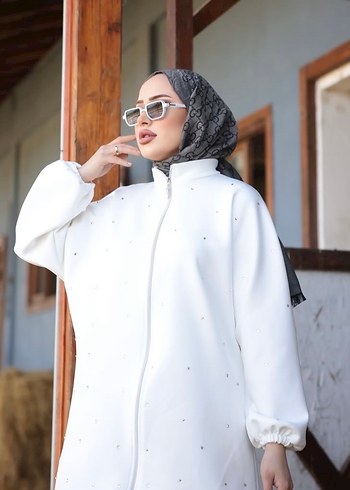 Uzun Beyaz Kadın Takım Elbise Tival - Görsel 4