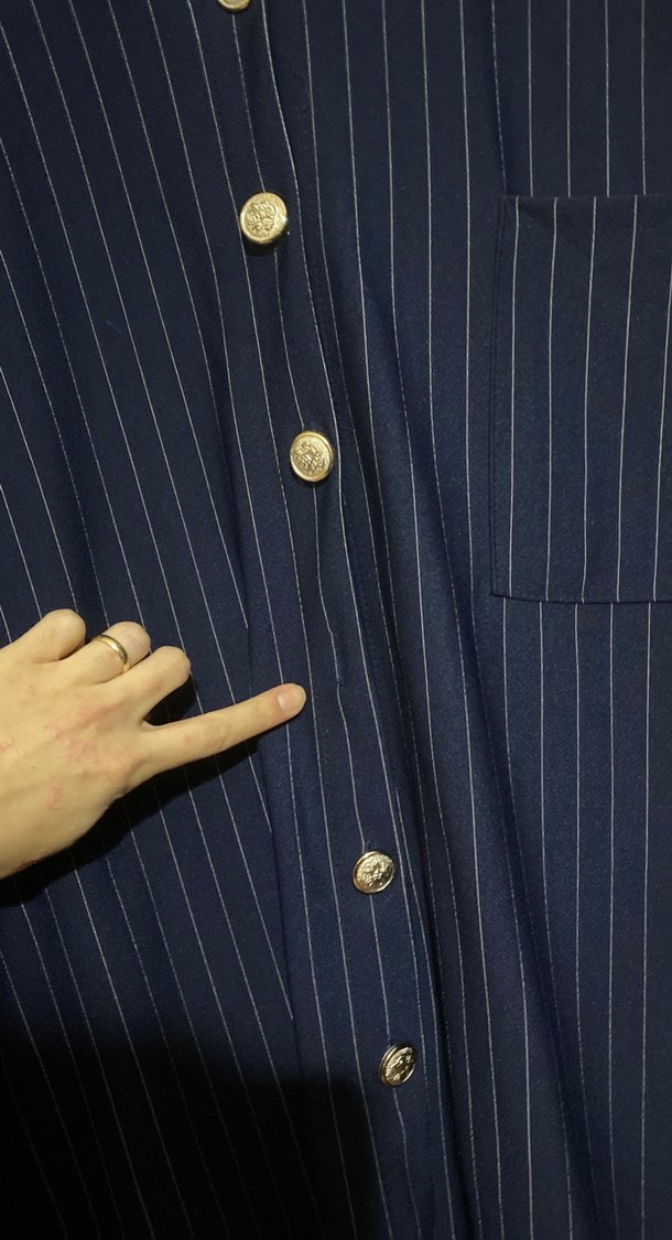 Kadın Lacivert Çizgili Pilili Kumaş Pantolon - Görsel 5