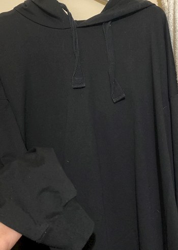 Siyah Kapüşonlu Uzun Kollu Kadın Tunik - Görsel 2