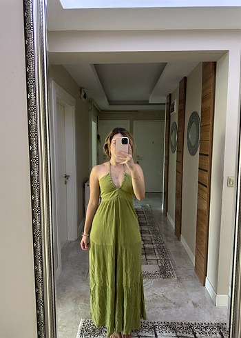 Kadın Uzun Straplez Bohem Elbise