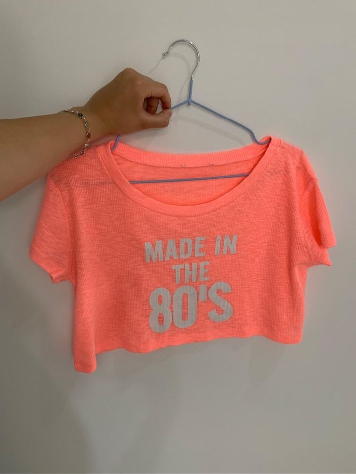 80's Pembe Crop Tshirt - Görsel 3
