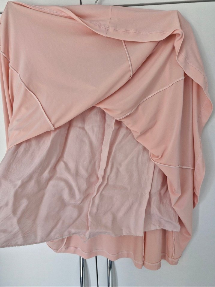 Pembe Vintage Diz Boyu Astarlı Etek - Görsel 2