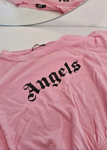 Pembe Angel Crop Tshirt - Görsel 2