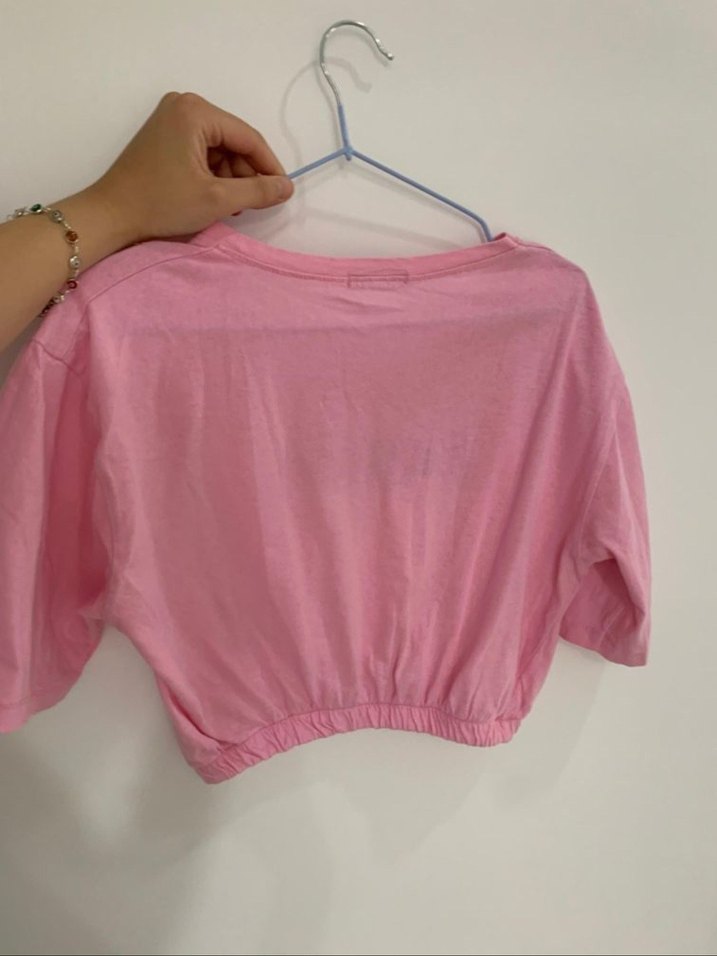 Pembe Angel Crop Tshirt - Görsel 4