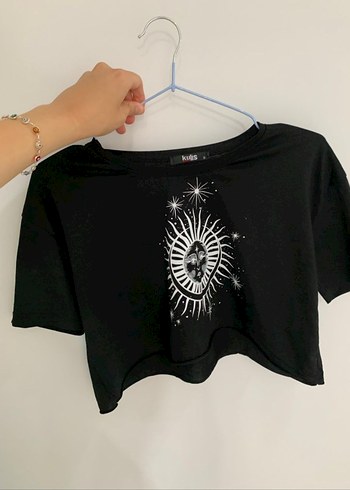 Tarot Desenli Siyah Crop Tshirt - Görsel 2