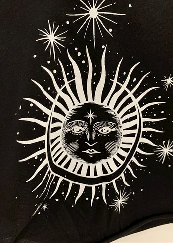 Tarot Desenli Siyah Crop Tshirt - Görsel 4