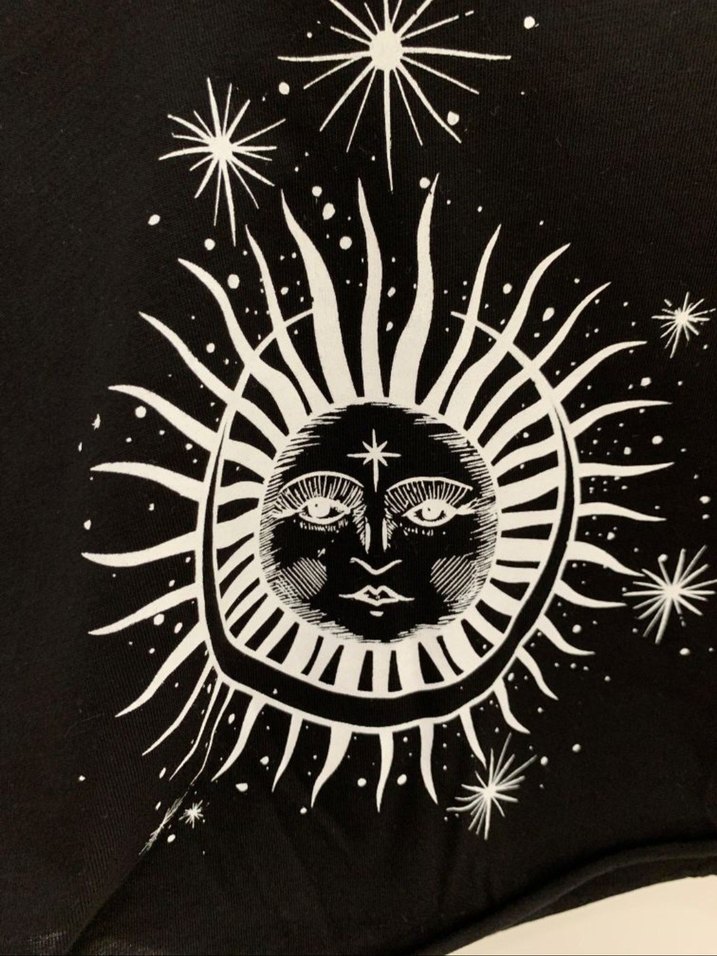 Tarot Desenli Siyah Crop Tshirt - Görsel 4