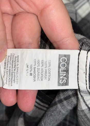 Colin's Gri Kareli Uzun Kollu erkek Gömlek