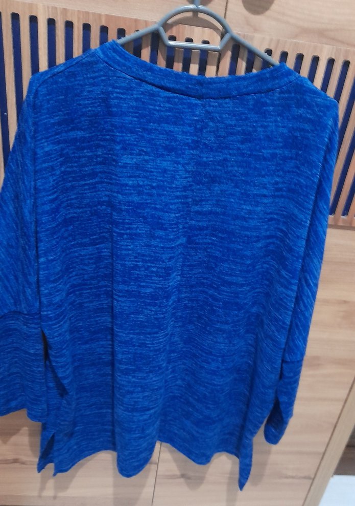 Kadın Mavi Uzun Kollu Örme Triko - Görsel 2