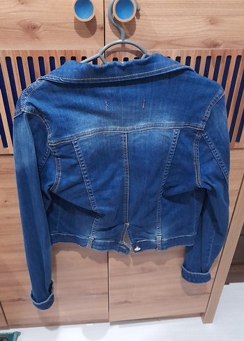 Düğmeli Mavi Denim Kadın Ceket - Görsel 2