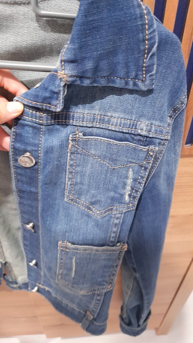 Düğmeli Mavi Denim Kadın Ceket - Görsel 3