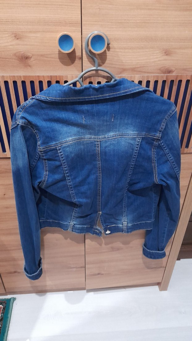 Düğmeli Mavi Denim Kadın Ceket - Görsel 2