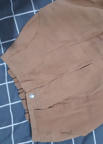 Kahverengi Kemerli Bol Kesim Kadın Keten Pantolon - Görsel 3