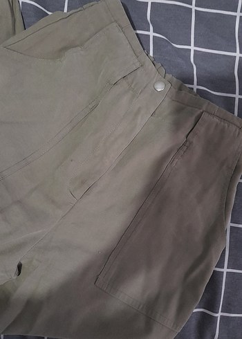 Yeşil Keten Rahat Kesim Midi Pantolon - Görsel 3